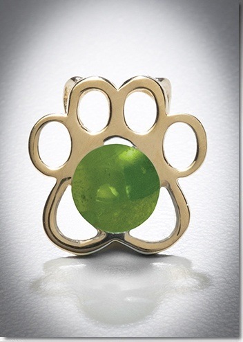 Peridot Paw Yellow Gold Cremation Pendant